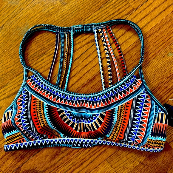💚💙❤️NWT Jag Tribal Essence Navy Boho Print Strappy Bikini Set Size Large💚💙❤️ - Picture 7 of 15